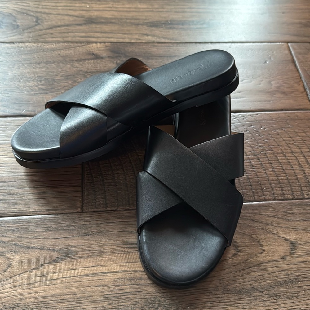 Madewell Black Sandals with Crisscross Straps